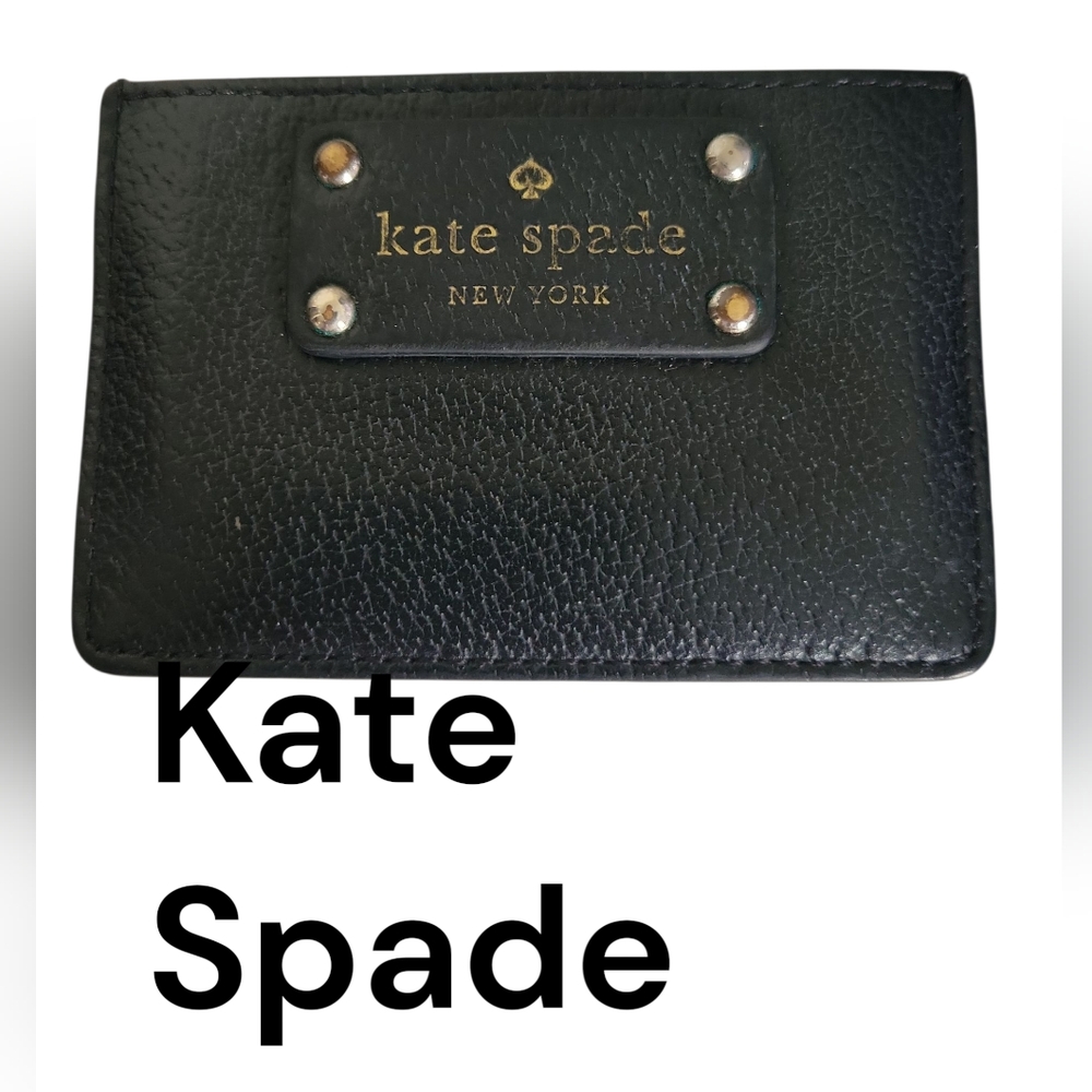 Kate Spade Leather Black & Tan Card Holder